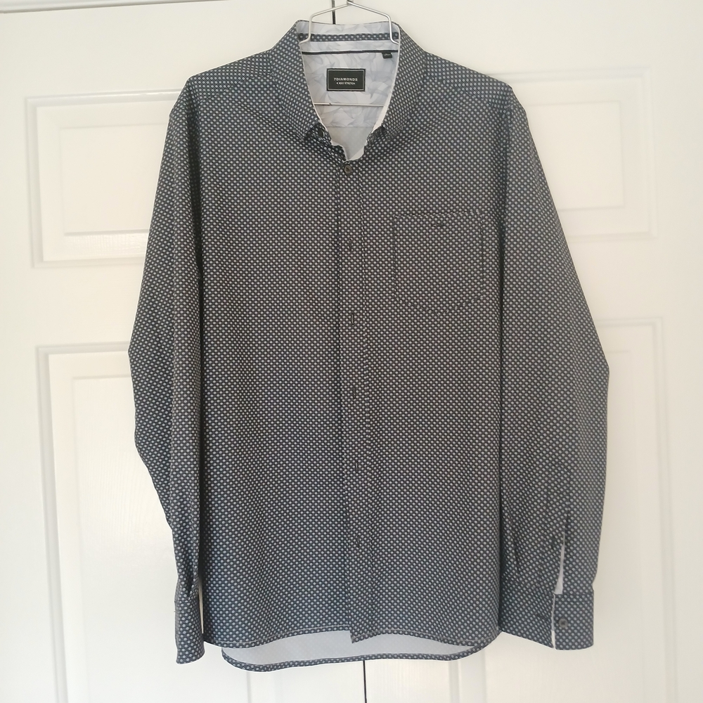 7 Diamonds Navy and White Patterned Shirt